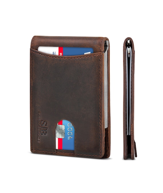 Leather Card Case Wallet for Men with RFID Protection