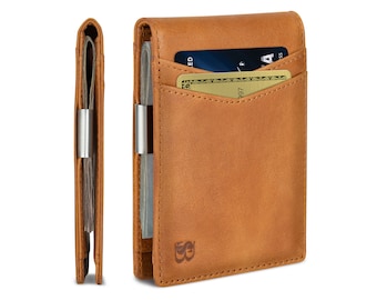 Money Clip Wallet - Mens Wallets slim Front Pocket RFID Blocking Card Holder Minimalist Mini Bifold Full Grain - Ca Desert