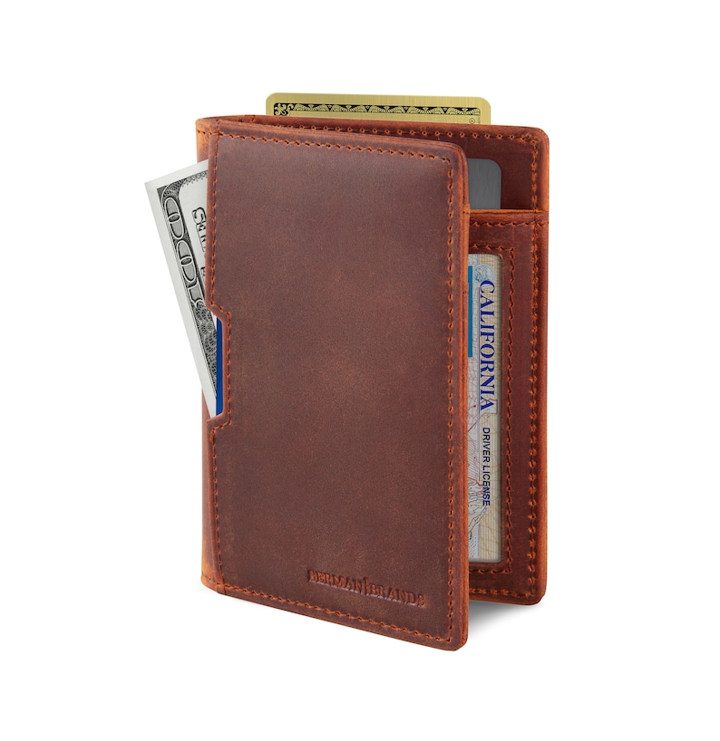 Travel Wallet RFID Blocking Bifold Slim Genuine Leather Thin Etsy