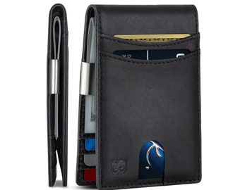 Portefeuille Slim Minimaliste Homme - Blocage RFID - Noir - Neuf Avec Étiquettes