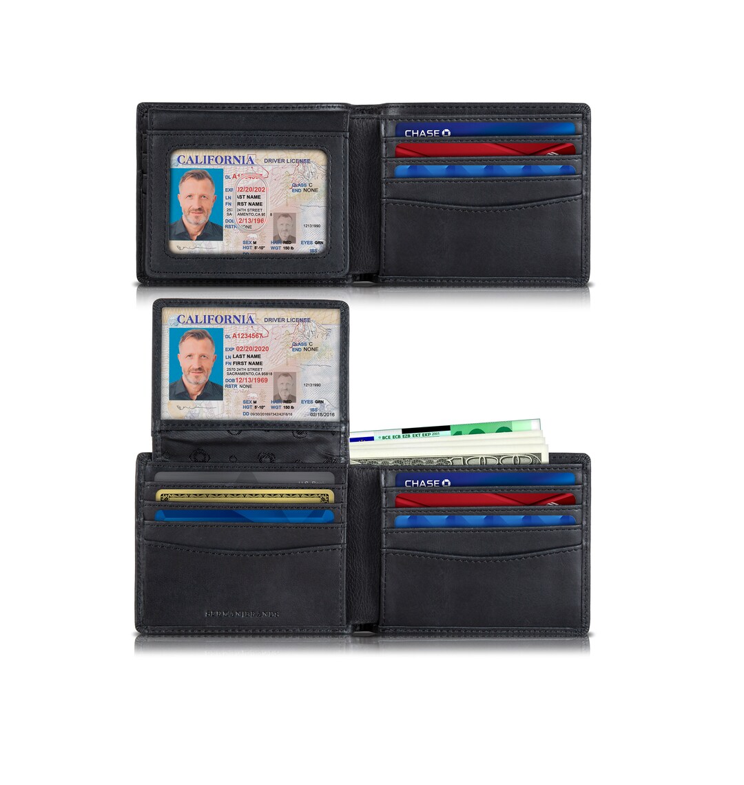 2 Id Window RFID Wallet for Men, Bifold Top Flip, Extra Capacity Travel ...
