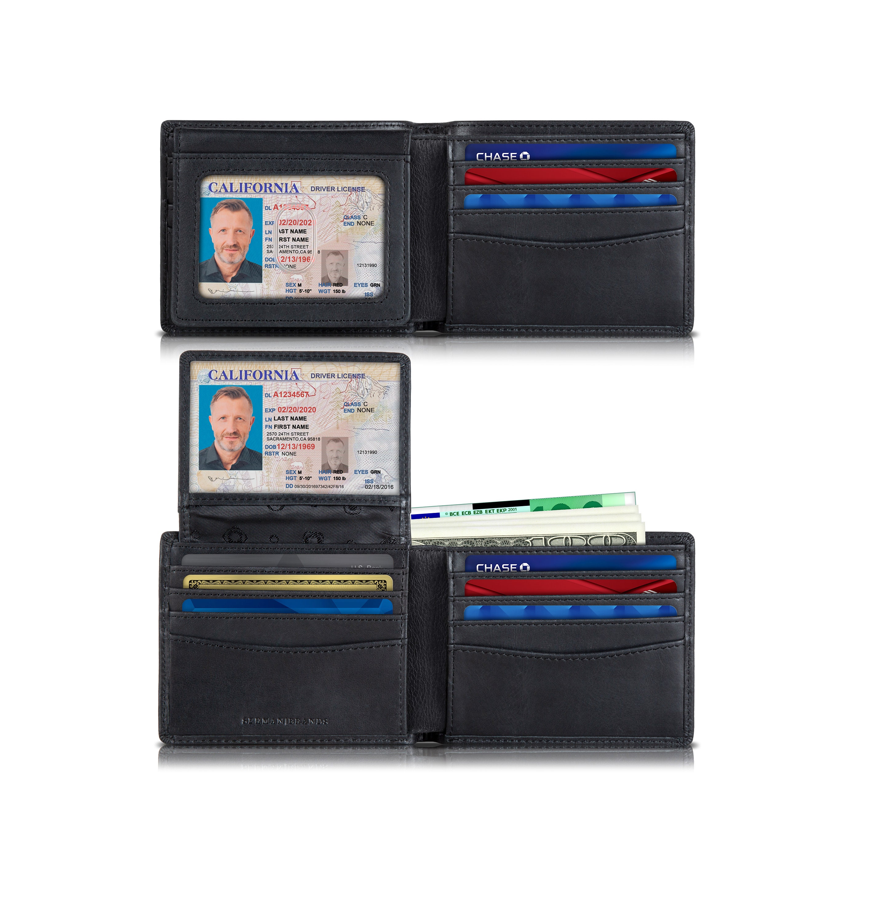 Marshal Wallet Marshal Men's Credit Card Holder with ID Window and Zipper Pouch, Size: One size, Black
