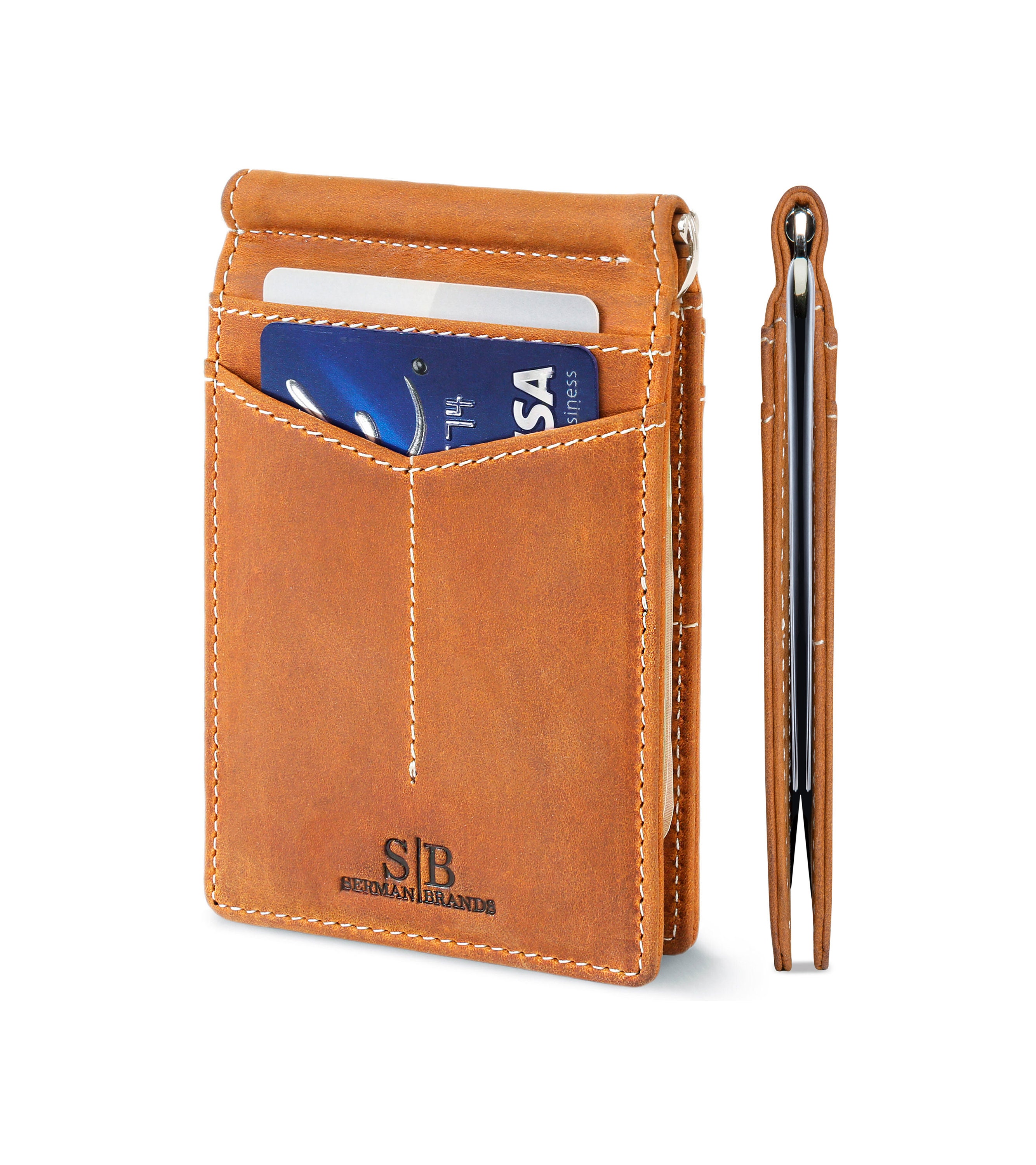 Slim RFID Money Clip Wallet in Top Grain Leather