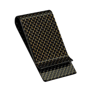 Cartera con clip para billetes de fibra de carbono auténtica, tarjetero para efectivo, color dorado miel brillante
