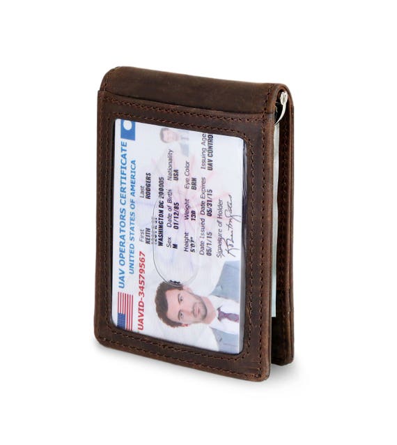 Serman Brands Rfid Blocking Bifold Slim Genuine Leather Thin Minimalist Front Pocket Wallets For Men Money Clip Texas Brown 1 S - 