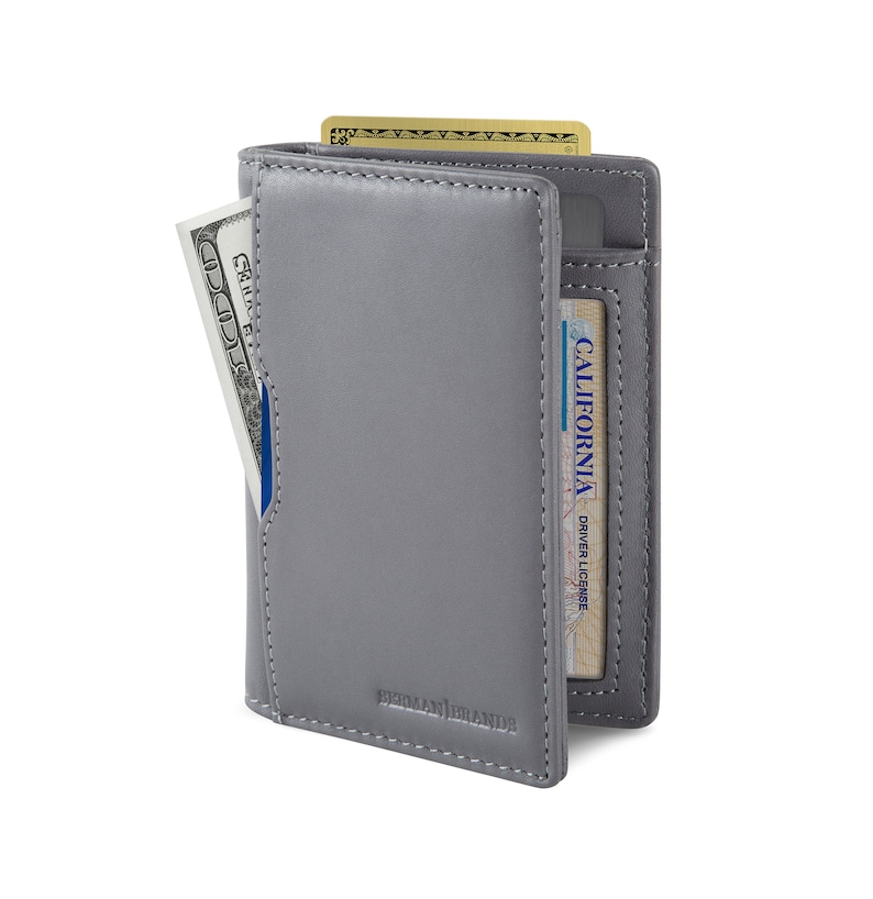 Travel Wallet RFID Blocking Bifold Slim Genuine Leather Thin Etsy