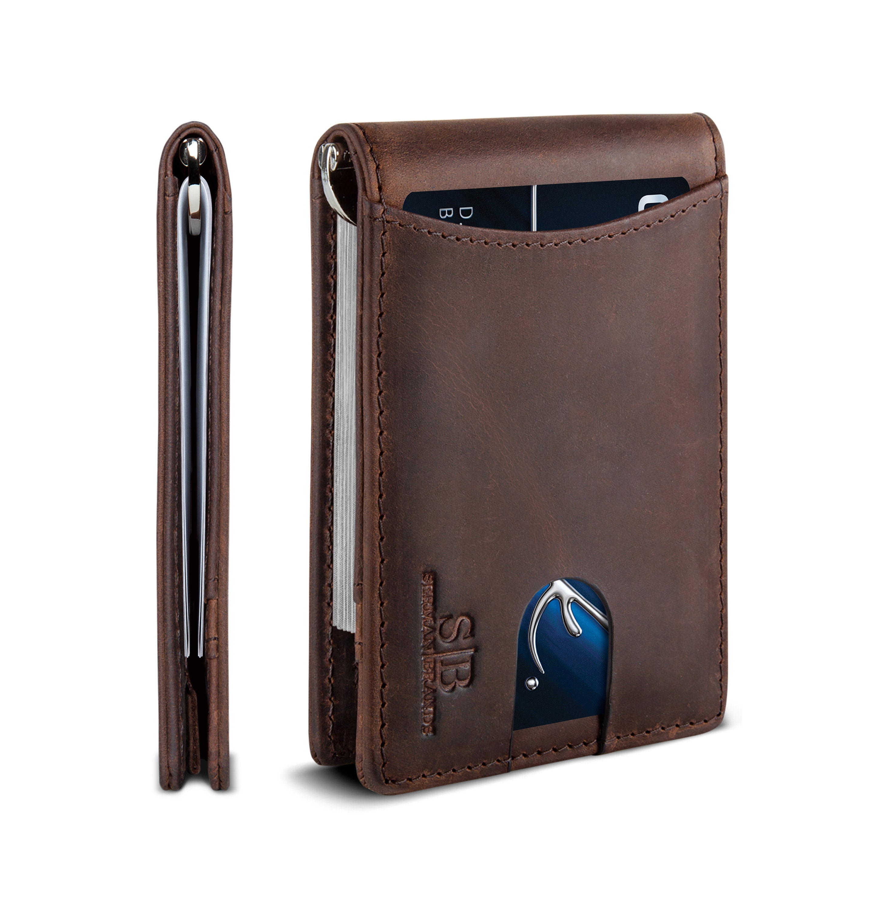 DUDU Slim Wallet with Money Clip for Men in Genuine Leather Colored with 6 Credit Card slots Woods DUDU Slim Wallet with Money Clip for Men in Genuine Leather Colored with 6 Credit Card slots Woods