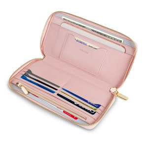 SERMAN BRANDS Carteras de mano clásicas para mujer con bloqueo RFID. Monedero Cartera para tarjetas w. Soporte para teléfono - Peonía
