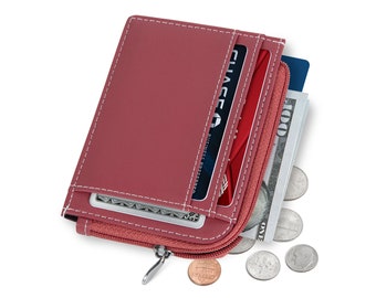 Small Wallets for Women. Slim Wallet for Women with Coin Purse and Credit Card Holder. RFID Wallet Women Vegan Leather Wallet (Berry Mini)