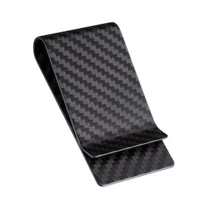 SERMAN BRANDS Clip de dinero de fibra de carbono para tarjetas de crédito, clips de bolsillo delanteros de negocios delgados para hombres, negro brillante, negro mate