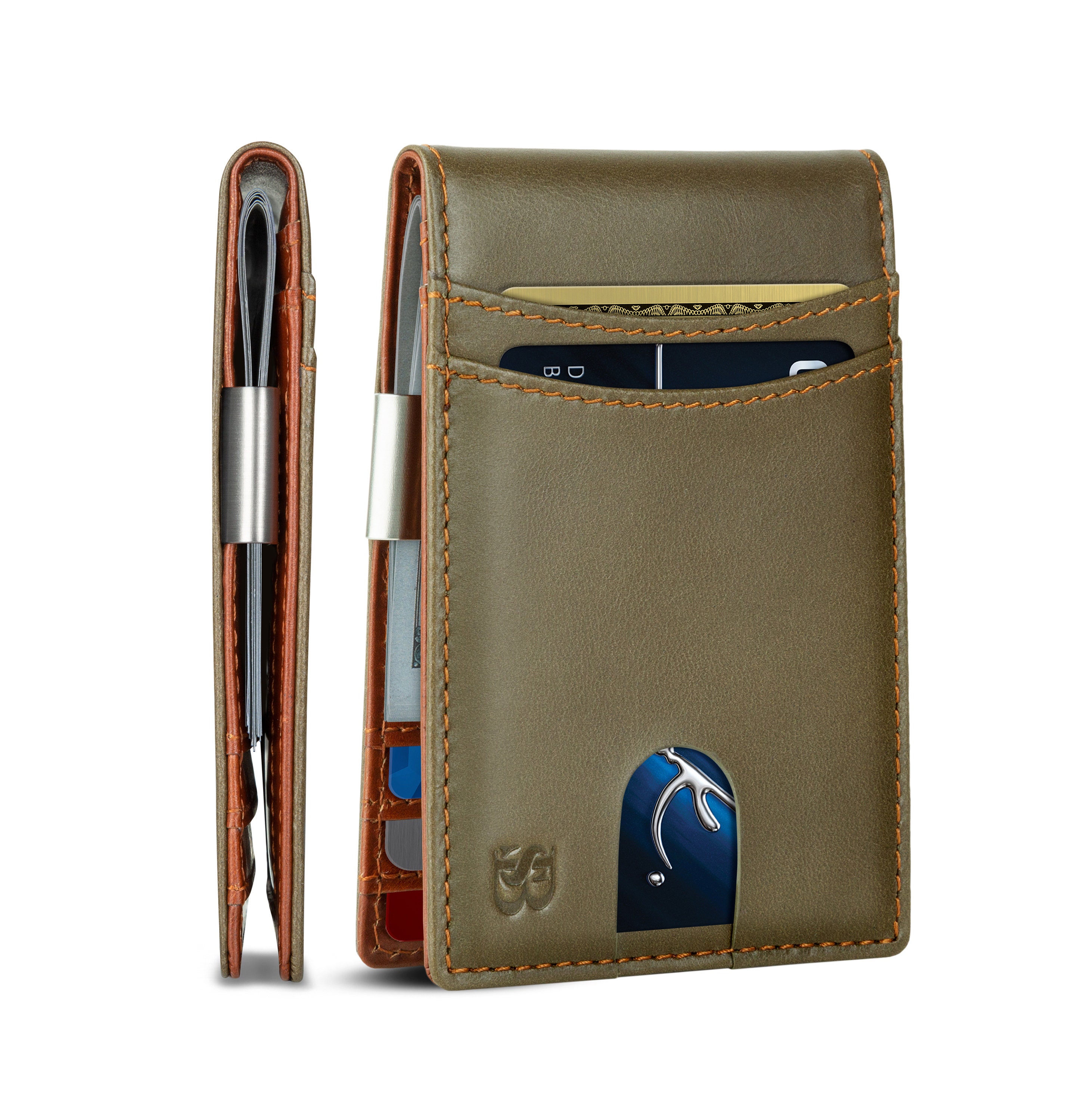 Mens Money Clip Wallet Rfid Blocking Slim Front Pocket Wallets for Men Full Grain Leather RFID Minimalist Card Holder Green Etsy UK