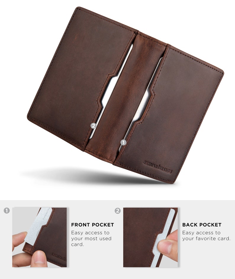 Travel Wallet RFID Blocking Bifold Slim Genuine Leather Thin Etsy