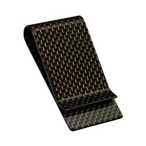 SERMAN BRANDS Clip de dinero de fibra de carbono para tarjetas de crédito Clips de bolsillo delantero de negocios delgados para hombres negro brillante - oro miel