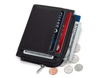Small Wallets for Women Slim Wallet for Women with Coin Purse and Credit Card Holder. RFID Wallet Women Vegan Leather Wallet (Midnight Mini)