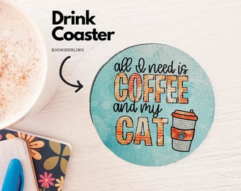 Drink Coaster NEOPRENE- Coffee & Cat