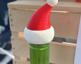 Santa Hat Wine Bottle Topper – Festive Holiday Gift