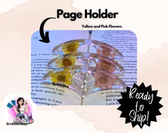 Resin Page Holder- Pink & Yellow Flowers