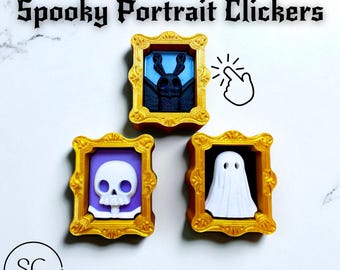 Spooky Portrait Halloween Clickers | 3D Printed Fidget Toy | Retro Haunted House Decor