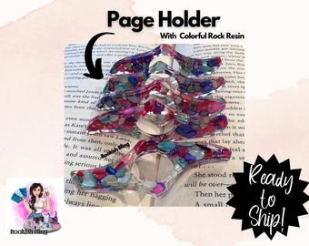 Resin Page Holder- Colorful Rocks Flare