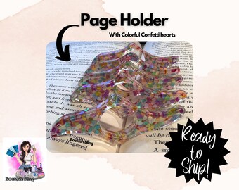 Resin Page Holder- Small Colored Confetti Hearts