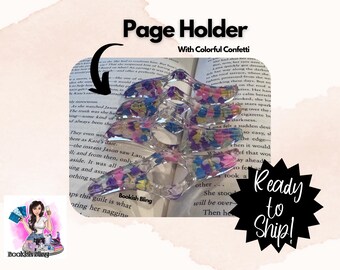 Resin Page Holder- Medium Heart Confetti
