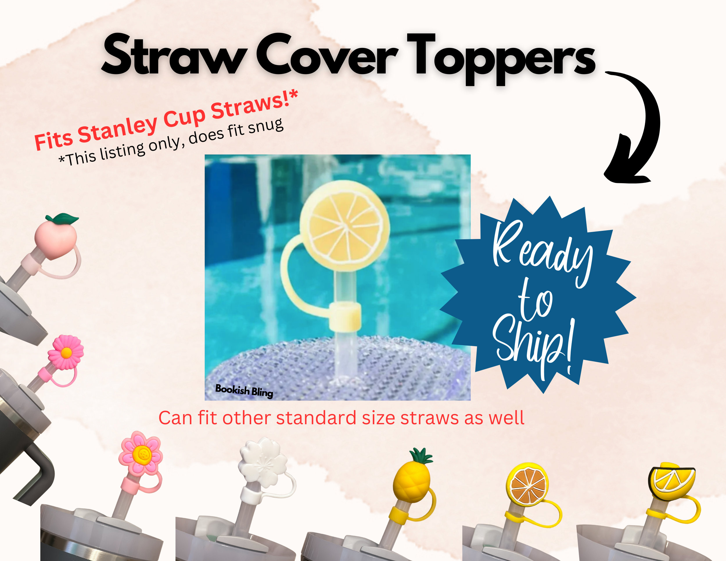 Spring Straw Topper, Flower Straw Topper, Summer Straw Topper, Summer  Colors, Pastel, Baby Shower Favor, Stanley Cup Straw Topper 