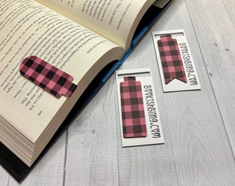 Magnetic PLAID Bookmark, faux leather, teacher gift, book lover gift