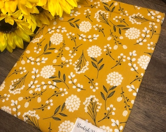 Woodland Yellow Wild Flowers, Fall Floral, flowers, greenery- Book Sleeve, Kindle protector sleeve, Oasis