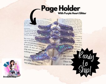 Resin Page Holder- Purple Heart Glitter