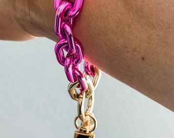Acrylic Wristlet Keychain - “Hot Pink”