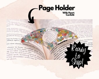 Resin Page Holder- Heart Confetti