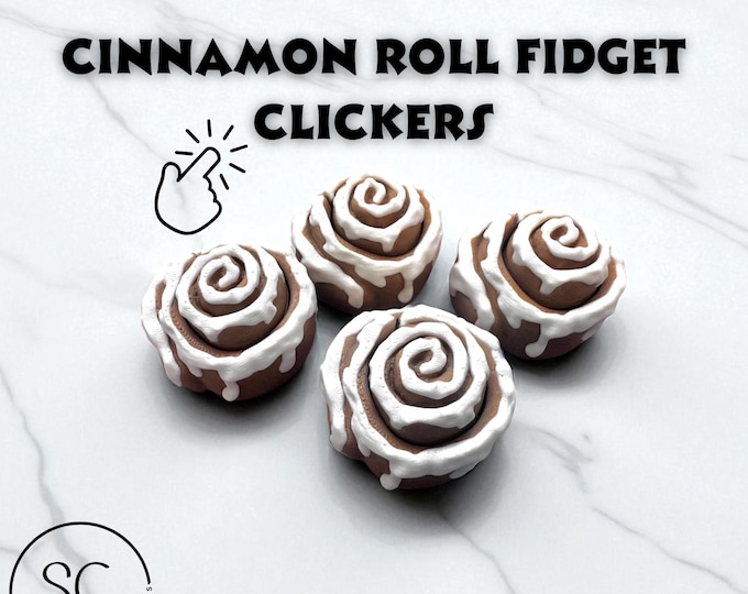 Featured listing image: Cinnamon Roll Fidget Clicker | 3D Printed Sweet Toy | Cute Desk or Pocket Fidget