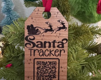Santa Tracker Tag, Santa Tracker Ornament, Santa Tracker, Santa Tracker QR Code, Christmas Tag, Christmas Ornament with FREE Shipping