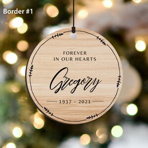 Memorial Ornament  Forever in Our Hearts  Personalised Xmas Ornament  Custom Engraved Bauble Tree Decoration  Wood or Acrylic