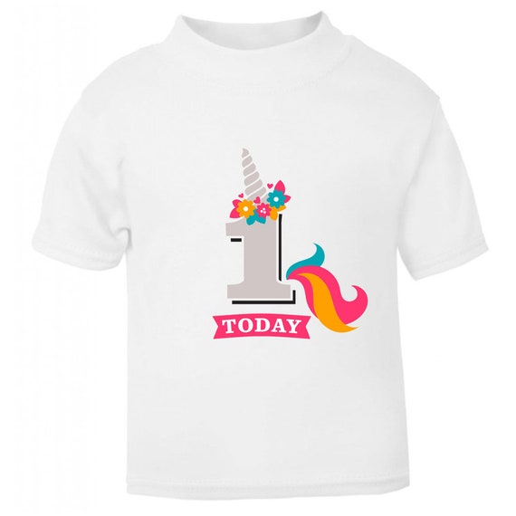 1 Today 1st First Birthday Children/'s Kids T-Shirt T Shirt Top Girls Unicorn NEW