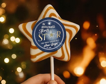 Christmas North Star Lollipop | Stocking Filler | Elf Delivery | Christmas Eve Box Gift | Elf made Salted Caramel Believe swirl Lolly | wand