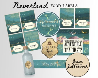 Neverland Food Labels | Bottle Labels | Name Tents | Peter Pan Party | Instant Download Printables
