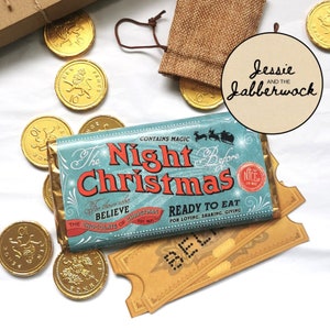 Night Before Christmas Chocolate Bar and Believe Ticket | Magical Christmas Eve Chocolate | Elf made | Stocking filler | Reindeer Sleigh