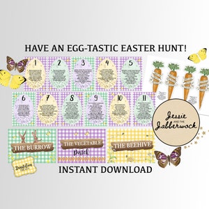 Easter egg hunt Clues | Easter Bunny Treasure Hunt Game | Scavenger Hunt Clues | Spring Party Game Set | Instant download | Escape Room