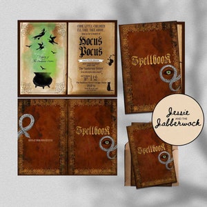 Hocus Pocus Spruchbuch Einladung | Halloween Party Einladung | Hexen Geburtstagsfeier | Halloween Event | Vintage Ticket | Einladung im Buchstil