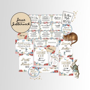 Wonderland Treasure Hunt Clue Set, Alice in Wonderland Scavenger Quest, Easter egg hunt party printables, Instant download, Kid&#39;s Activity