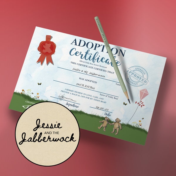 Adopt a Teddy Bear sign & Certificate Party Pack Printable | Adopt a Dolly | Instant download | Teddy Bears' Picnic Party