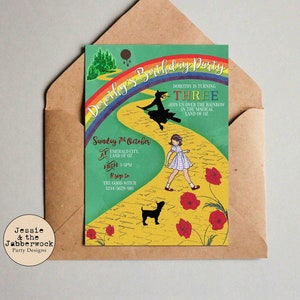 Wizard of Oz, Yellow Brick Road Invitation, Somewhere over the Rainbow, Emerald city Invite