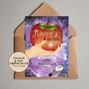 Evil Queen Invite, Snow White Fairy Tale, Descendants party, Disney Villains Invitation, Wicked Halloween, Dark Enchanted party