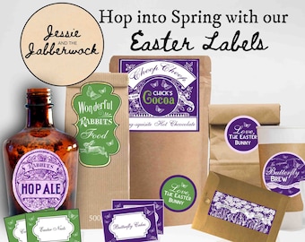 Easter Labels | 24 Label Bundle | Easter Bunny Vintage Labels | Treat Stickers | Food Labels | Drinks | Potions Instant Download Printables