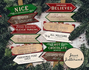 This House Believes Directional signs Party Pack Printables | Decorations | Reindeer Welcome | Sleigh Parking | Christmas Cheer This way!