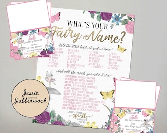 What's your fairy name? Printable, Instant download Party Game | Name Generator