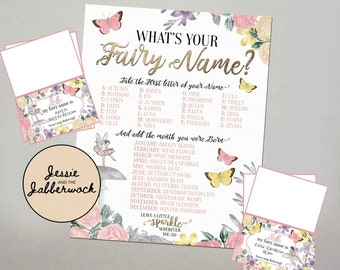 What's your fairy name? Printable, Instant download Party Game | Name Generator
