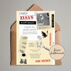 Invitación para fiesta de ESPÍA AGENTE SECRETO, invitación de cumpleaños de Misión Imposible