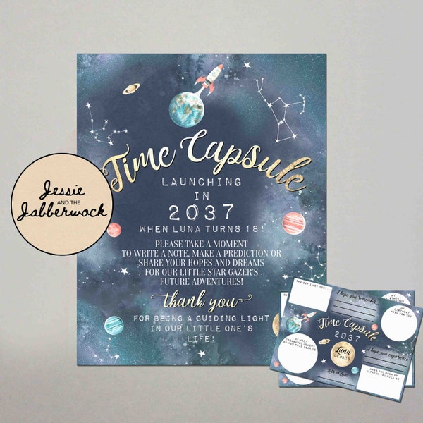 Space Time Capsule, Galaxy Birthday Memory Guestbook, First trip around the Sun | Two the Moon | Reach four the stars